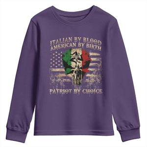 Italian By Blood American By Birth Patriot By Choice Youth Sweatshirt Funny Italian American Skull USA Flag TS11 Purple Print Your Wear