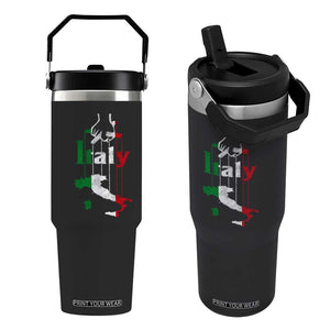 Funny Italia Heritage Pride Flip Straw Tumbler Vintage Italian Map Mafia Gangster TS11 One Size: 30 oz Black Print Your Wear