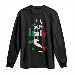 Funny Italia Heritage Pride Long Sleeve Shirt Vintage Italian Map Mafia Gangster TS11 Black Print Your Wear