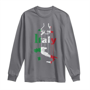 Funny Italia Heritage Pride Long Sleeve Shirt Vintage Italian Map Mafia Gangster TS11 Charcoal Print Your Wear