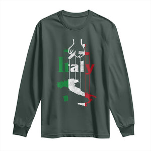 Funny Italia Heritage Pride Long Sleeve Shirt Vintage Italian Map Mafia Gangster TS11 Dark Forest Green Print Your Wear