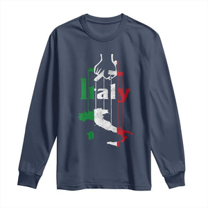 Funny Italia Heritage Pride Long Sleeve Shirt Vintage Italian Map Mafia Gangster TS11 Navy Print Your Wear