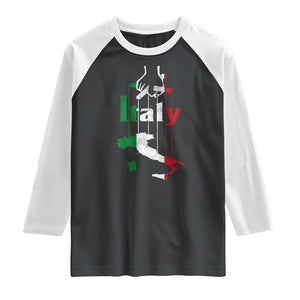 Funny Italia Heritage Pride Raglan Shirt Vintage Italian Map Mafia Gangster TS11 Black White Print Your Wear