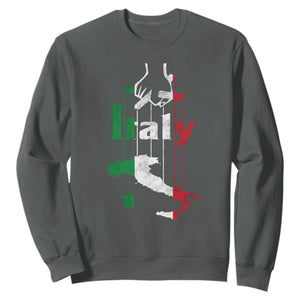 Funny Italia Heritage Pride Sweatshirt Vintage Italian Map Mafia Gangster TS11 Dark Heather Print Your Wear