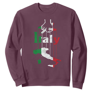 Funny Italia Heritage Pride Sweatshirt Vintage Italian Map Mafia Gangster TS11 Maroon Print Your Wear