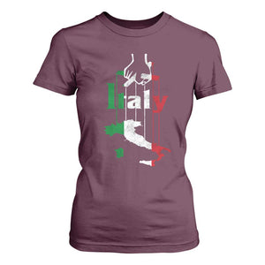Funny Italia Heritage Pride T Shirt For Women Vintage Italian Map Mafia Gangster TS11 Maroon Print Your Wear