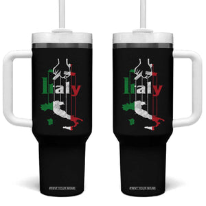 Funny Italia Heritage Pride Tumbler With Handle Vintage Italian Map Mafia Gangster TS11 One Size: 40 oz Black Print Your Wear