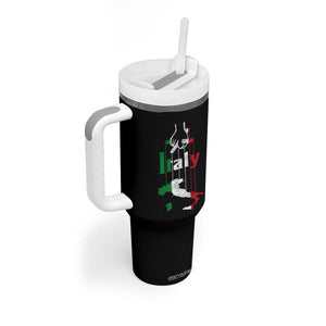 Funny Italia Heritage Pride Tumbler With Handle Vintage Italian Map Mafia Gangster TS11 Print Your Wear