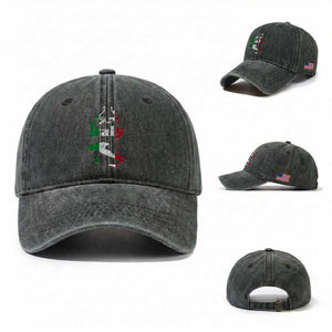 Funny Italia Heritage Pride Washed Cotton Baseball Cap Vintage Italian Map Mafia Gangster TS11 Washed Cap Universal Fit Dark Green Print Your Wear