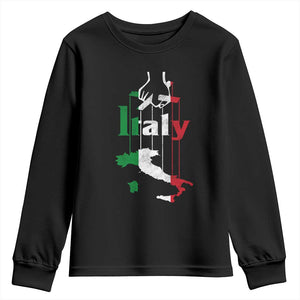 Funny Italia Heritage Pride Youth Sweatshirt Vintage Italian Map Mafia Gangster TS11 Black Print Your Wear