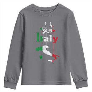 Funny Italia Heritage Pride Youth Sweatshirt Vintage Italian Map Mafia Gangster TS11 Charcoal Print Your Wear