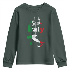 Funny Italia Heritage Pride Youth Sweatshirt Vintage Italian Map Mafia Gangster TS11 Dark Forest Green Print Your Wear