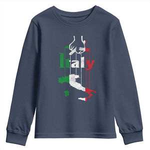 Funny Italia Heritage Pride Youth Sweatshirt Vintage Italian Map Mafia Gangster TS11 Navy Print Your Wear