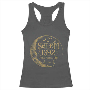 Salem 1692 They Missed One Racerback Tank Top Halloween Feminist Witch Trials TS11 Dark Heather Print Your Wear