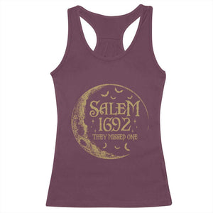 Salem 1692 They Missed One Racerback Tank Top Halloween Feminist Witch Trials TS11 Maroon Print Your Wear