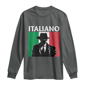 Italiano Italian Mafia Sicilian Gangster Italy Flag Long Sleeve Shirt TS11 Dark Heather Print Your Wear