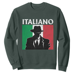 Italiano Italian Mafia Sicilian Gangster Italy Flag Sweatshirt TS11 Dark Forest Green Print Your Wear