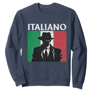 Italiano Italian Mafia Sicilian Gangster Italy Flag Sweatshirt TS11 Navy Print Your Wear