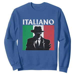 Italiano Italian Mafia Sicilian Gangster Italy Flag Sweatshirt TS11 Royal Blue Print Your Wear