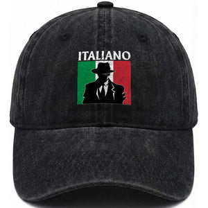Italiano Italian Mafia Sicilian Gangster Italy Flag Washed Cotton Baseball Cap TS11 Print Your Wear