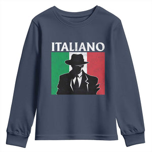 Italiano Italian Mafia Sicilian Gangster Italy Flag Youth Sweatshirt TS11 Navy Print Your Wear