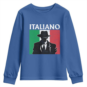 Italiano Italian Mafia Sicilian Gangster Italy Flag Youth Sweatshirt TS11 Royal Blue Print Your Wear