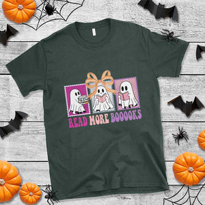 Halloween Teacher T Shirt Read More Boooooks Cute Ghost Reading Books TS11 Dark Forest Green Print Your Wear