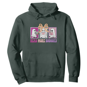 Halloween Teacher Hoodie Read More Boooooks Cute Ghost Reading Books TS11 Dark Forest Green Print Your Wear