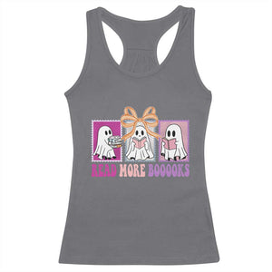 Halloween Teacher Racerback Tank Top Read More Boooooks Cute Ghost Reading Books TS11 Charcoal Print Your Wear