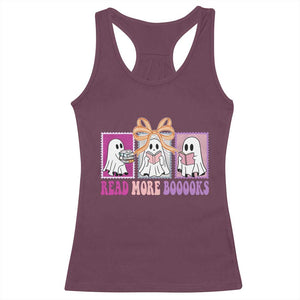Halloween Teacher Racerback Tank Top Read More Boooooks Cute Ghost Reading Books TS11 Maroon Print Your Wear