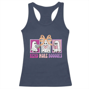 Halloween Teacher Racerback Tank Top Read More Boooooks Cute Ghost Reading Books TS11 Navy Print Your Wear