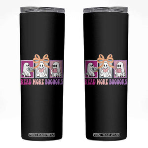 Halloween Teacher Skinny Tumbler Read More Boooooks Cute Ghost Reading Books TS11 Black Print Your Wear