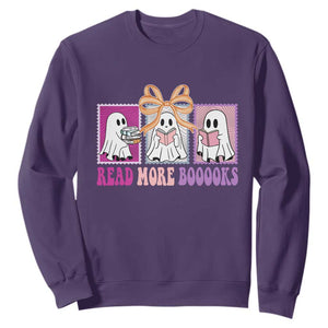 Halloween Teacher Sweatshirt Read More Boooooks Cute Ghost Reading Books TS11 Purple Print Your Wear