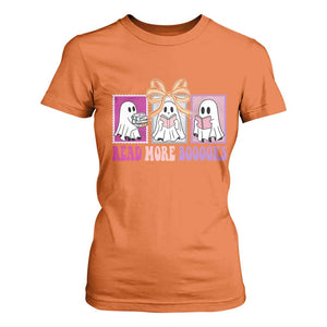 Halloween Teacher T Shirt For Women Read More Boooooks Cute Ghost Reading Books TS11 Orange Print Your Wear