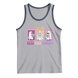 Halloween Teacher Tank Top Read More Boooooks Cute Ghost Reading Books TS11 Athletic Heather Navy Print Your Wear
