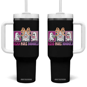Halloween Teacher Tumbler With Handle Read More Boooooks Cute Ghost Reading Books TS11 One Size: 40 oz Black Print Your Wear