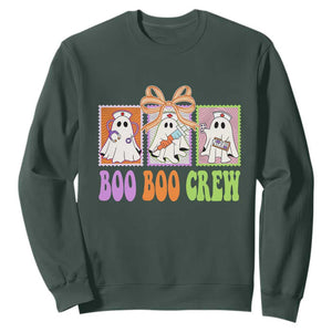 Halloween Nurse Sweatshirt Boo Boo Crew Cute Spooky Ghost TS11 Dark Forest Green Print Your Wear