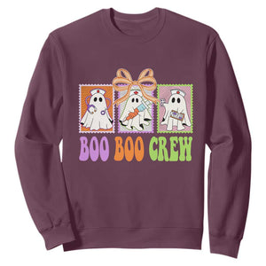 Halloween Nurse Sweatshirt Boo Boo Crew Cute Spooky Ghost TS11 Maroon Print Your Wear