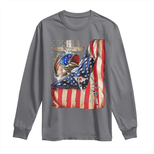Fisherman Christian Fishing Vintage American Flag Long Sleeve Shirt TS11 Charcoal Print Your Wear