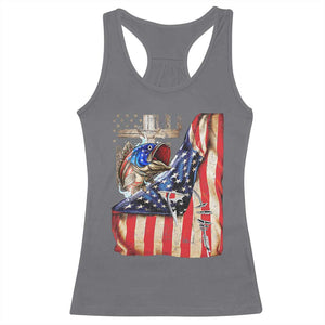 Fisherman Christian Fishing Vintage American Flag Racerback Tank Top TS11 Charcoal Print Your Wear