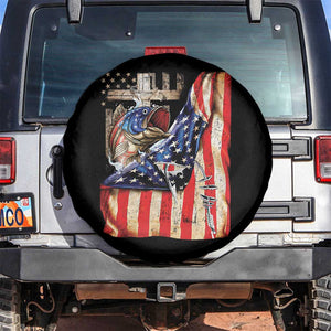 Fisherman Christian Fishing Vintage American Flag Spare Tire Cover TS11 No hole Black Print Your Wear