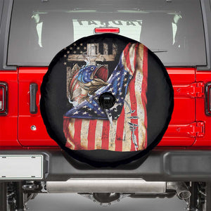 Fisherman Christian Fishing Vintage American Flag Spare Tire Cover TS11 Black Print Your Wear