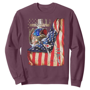 Fisherman Christian Fishing Vintage American Flag Sweatshirt TS11 Maroon Print Your Wear