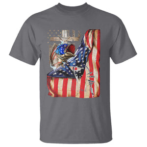 Fisherman Christian Fishing Vintage American Flag T Shirt TS11 Charcoal Print Your Wear