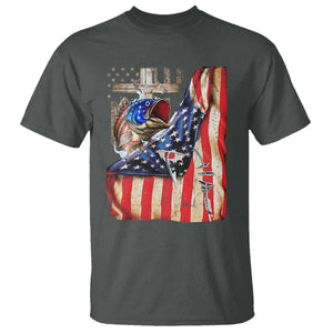 Fisherman Christian Fishing Vintage American Flag T Shirt TS11 Dark Heather Print Your Wear
