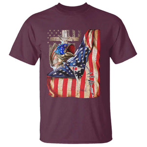 Fisherman Christian Fishing Vintage American Flag T Shirt TS11 Maroon Print Your Wear