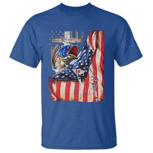 Fisherman Christian Fishing Vintage American Flag T Shirt TS11 Royal Blue Print Your Wear