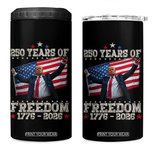 Trump 250th Anniversary 4 in 1 Can Cooler Tumbler 250 Years Of Freedom Vintage USA Flag TS11 One Size: 16 oz Black Print Your Wear
