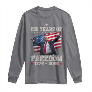 Trump 250th Anniversary Long Sleeve Shirt 250 Years Of Freedom Vintage USA Flag TS11 Charcoal Print Your Wear