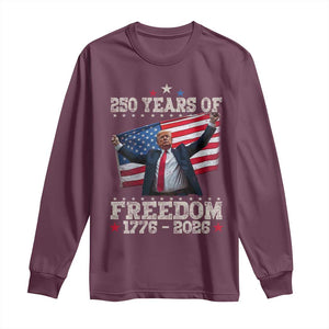 Trump 250th Anniversary Long Sleeve Shirt 250 Years Of Freedom Vintage USA Flag TS11 Maroon Print Your Wear